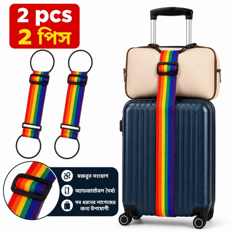 2 Pcs Elastic Adjustable Luggage Strap Carrier Strap Baggage Bungee Luggage Belts Suitcase Belt Travel Security Carry On Straps