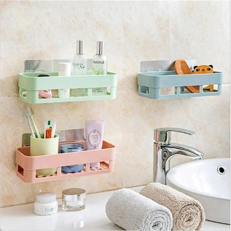 Bathroom Shelf Organizer Toilet Adhesive Shampoo Gel Storage Basket